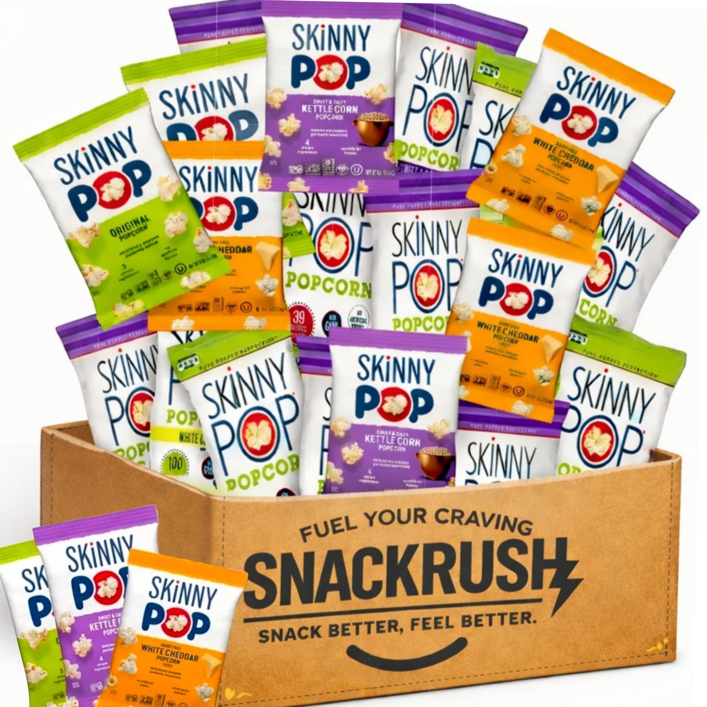 MOOCHI Assortment Bulk SkinnyPop Original Popcorn Snack Bags, 0.65 oz, 35 Pack - Gluten-Free, Non-GMO, Perfect for Lunches & On-