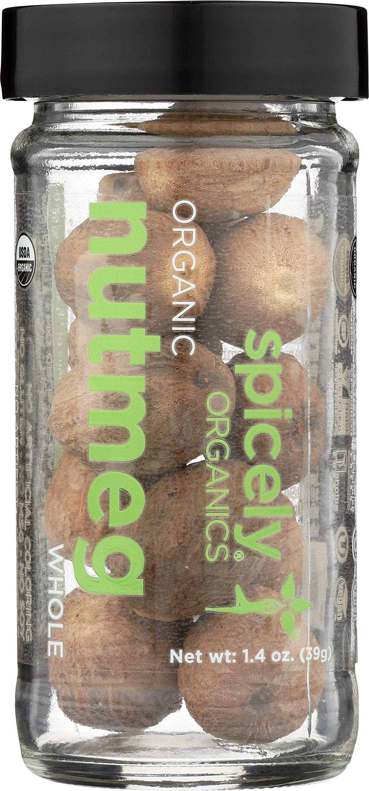 SPICELY Organic Nutmeg Jar Whole, 1.4 OZ