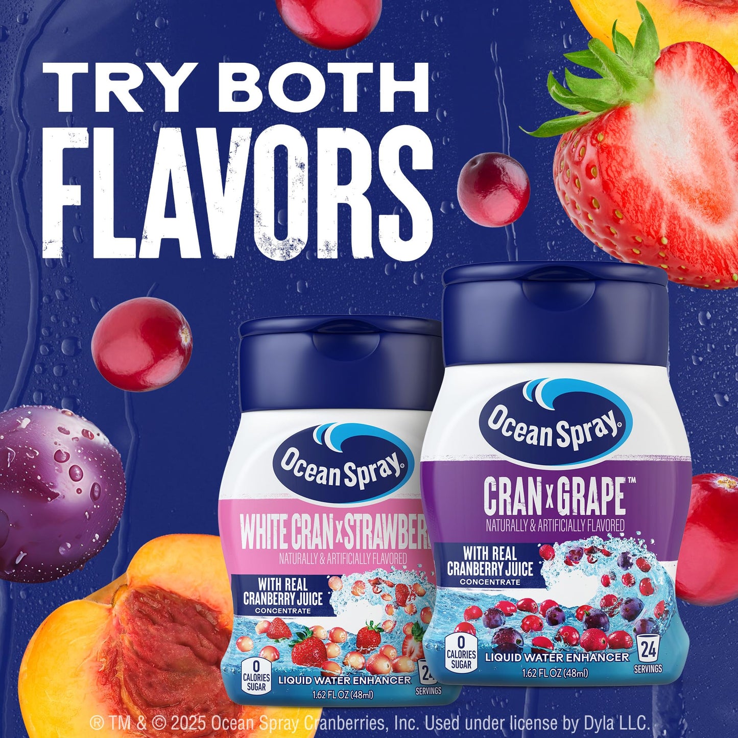Juicy Mixes Ocean Spray Liquid Water Enhancer, Cran-G , Zero Sugar, 1.62 Fl Oz (Pack of 4)