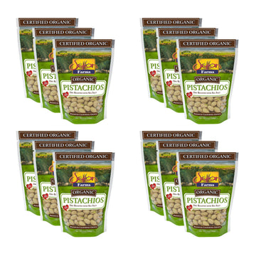 Setton Farms Inshell Organic Pistachios, Dry Roasted and Salted Pistachios, 12 pack of 7oz Resealable Bags, Certified Organic