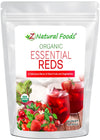 Z Natural Foods Organic Essential Reds, Organic Juice Powder, Super Blend Of 10 Red Fruits And Vegetables, Superfood Smoothie Po