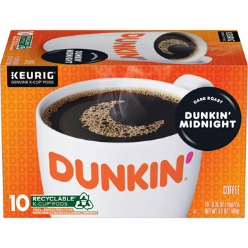 Dunkin Midnight Dark Roast Coffee, 60 Keurig K-Cup Pods