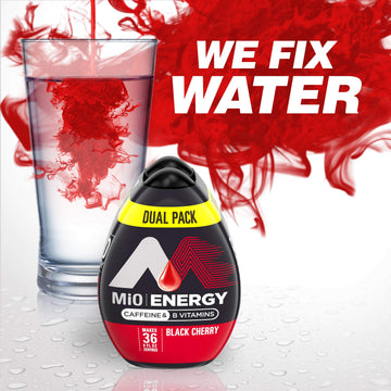 MiO Energy Water Enhancer - Black Cherry Flavor Drops with Caffeine & B Vitamins, 1.62 Fl Oz, Pack of 12