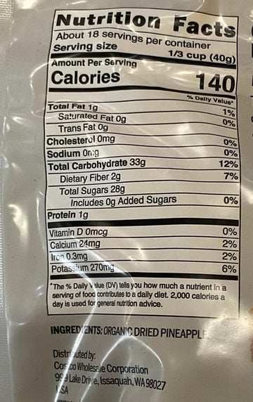 Organic Dried Pineapple Tidbits 26 Oz
