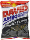 DAVID Seeds Cracked Pepper Flavored Salted and Roasted Jumbo Sunflower Seeds, Keto Friendly Snack, 5.25 OZ Bags, 12 Pack