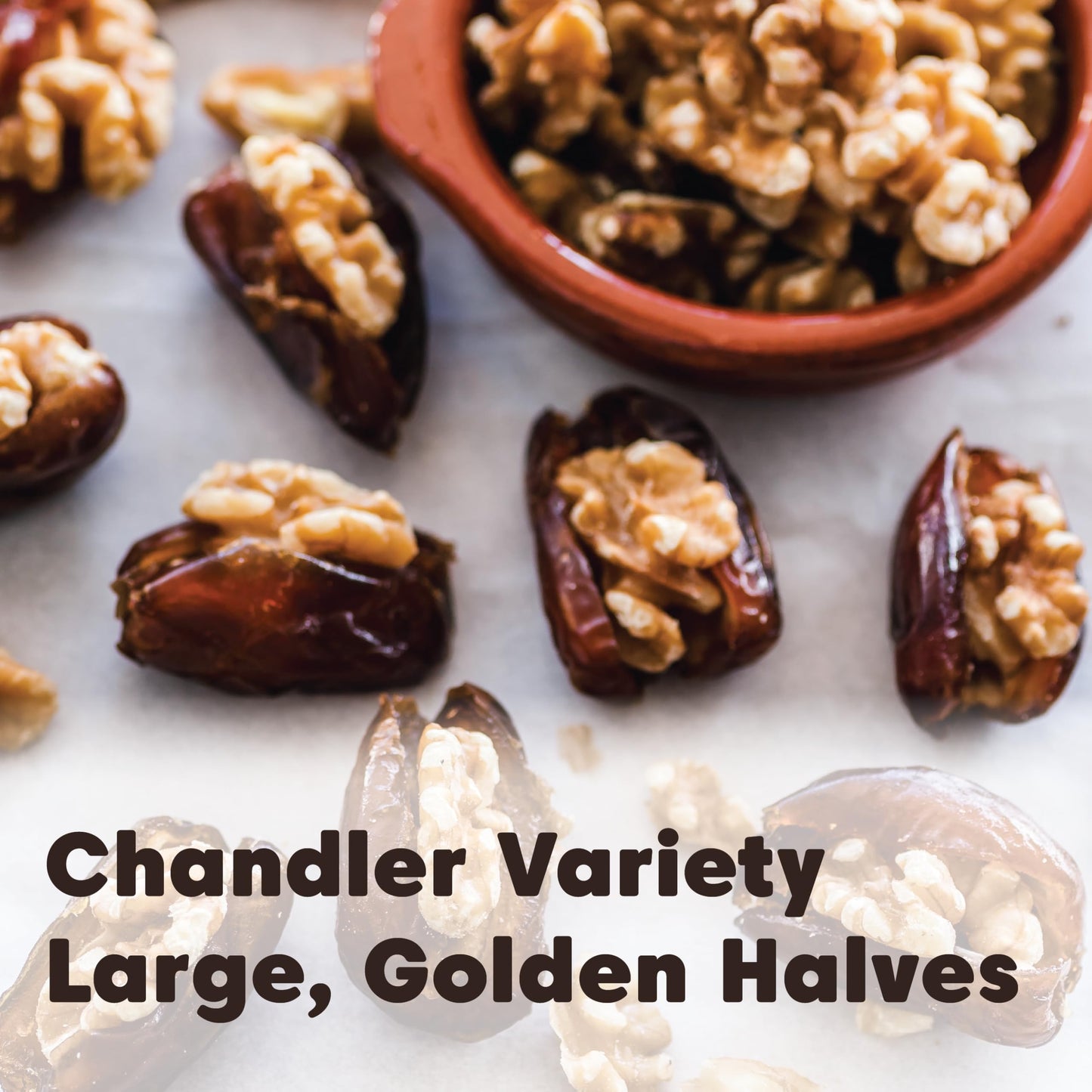Wilderness Poets California Walnuts - Organic, Raw, Chandler Heirloom Variety - Golden, Blonde Halves - (8 Ounce - 227G)