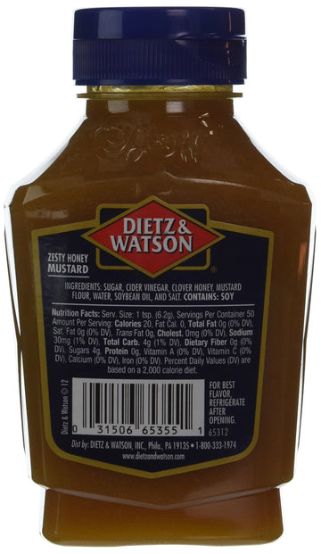 Dietz & Watson, Deli Compliments, Zesty Honey Mustard, 11oz Bottle (Pack of 2)