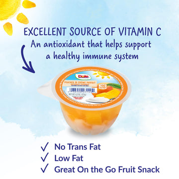 Dole Fruit Bowls Low Fat Peaches & Creme Parfait Snacks, 4.3Oz 36 Total Cups, Gluten & Dairy Free, Bulk Lunch Snacks For Kids &
