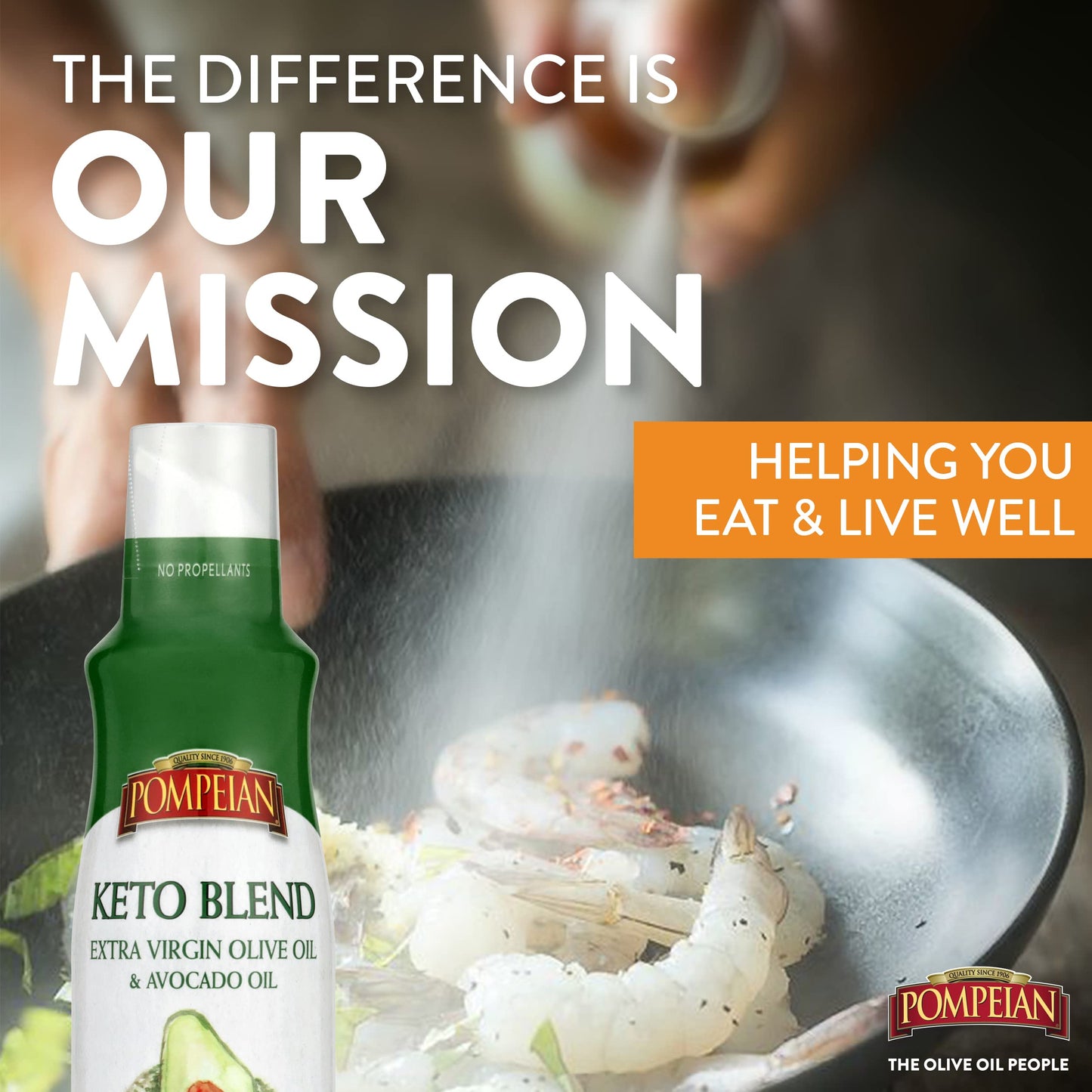 Pompeian Keto Extra Virgin Olive Oil & 100% Avocado Oil Cooking Spray, Great For Sauteing, Stir-Frying, & Roasting, Naturally Gluten-Free, Non-Allergenic, Non-Gmo, No Propellants, 5 Fl. Oz.(Pack Of 6)