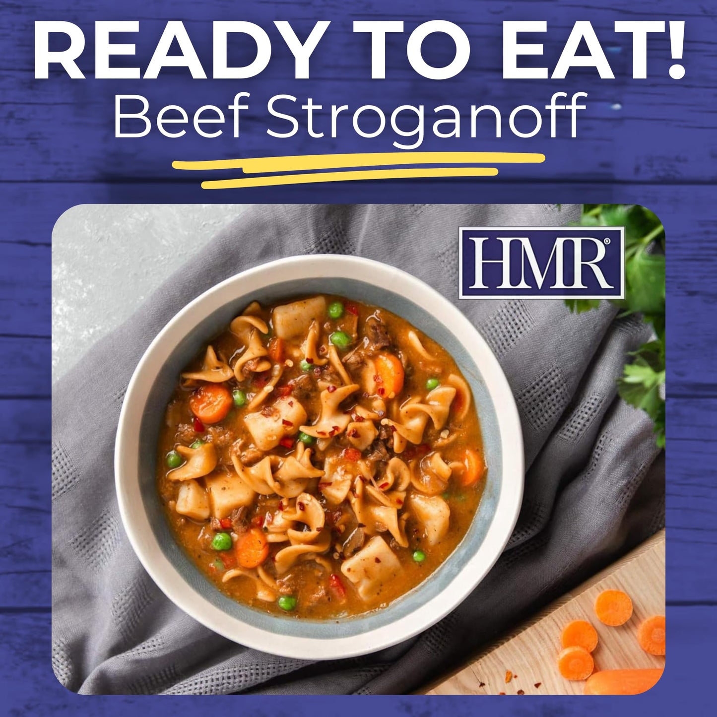 HMR Beef Stroganoff with Noodles Entr e | Pre-packaged Lunch or Dinner | Ready to Eat | 19g of Protein | Low Calorie Food | 8oz