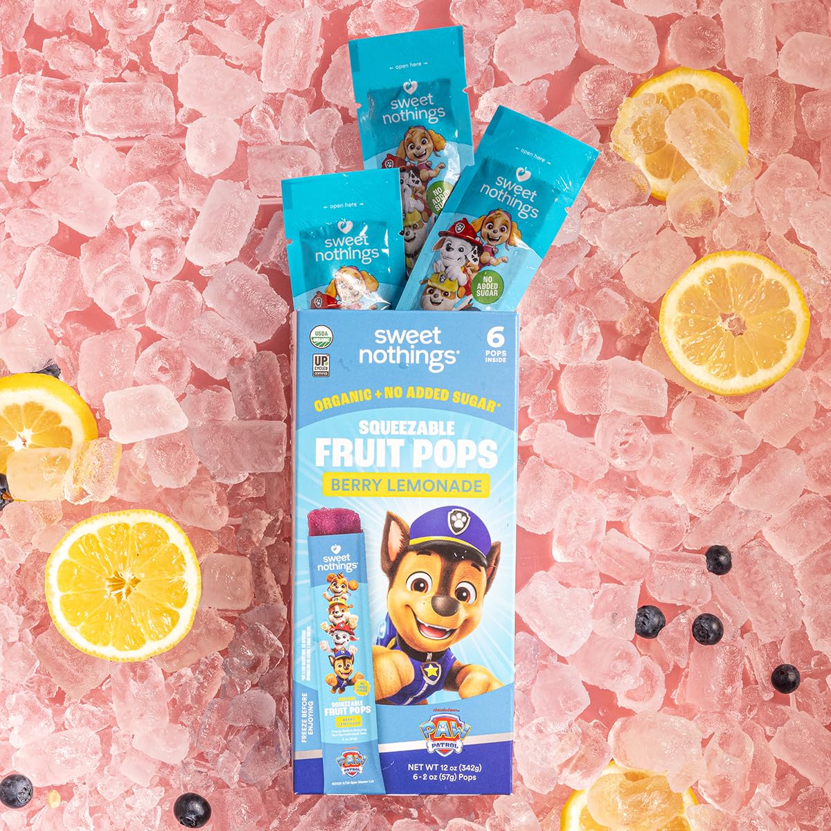 Sweet Nothings, PAW Patrol Multi Pack, USDA Organic Kids Squeezable Super Fruit Popsicle Pops, Value Pack of 24 - Dye-Free, No