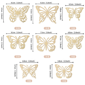40 Pcs Laser 3D Butterfly Cupcake Toppers Hollow Arts Butterfly Cake Decorations For Baby Shower Wedding Fairy Birthday Party Su