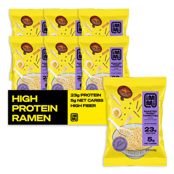 immi Roasted Pork Tonkotsu Ramen, 100% Plant Based, Keto Friendly, Low Carb, High Protein, Packaged Noodle Meal Kit, Ready to