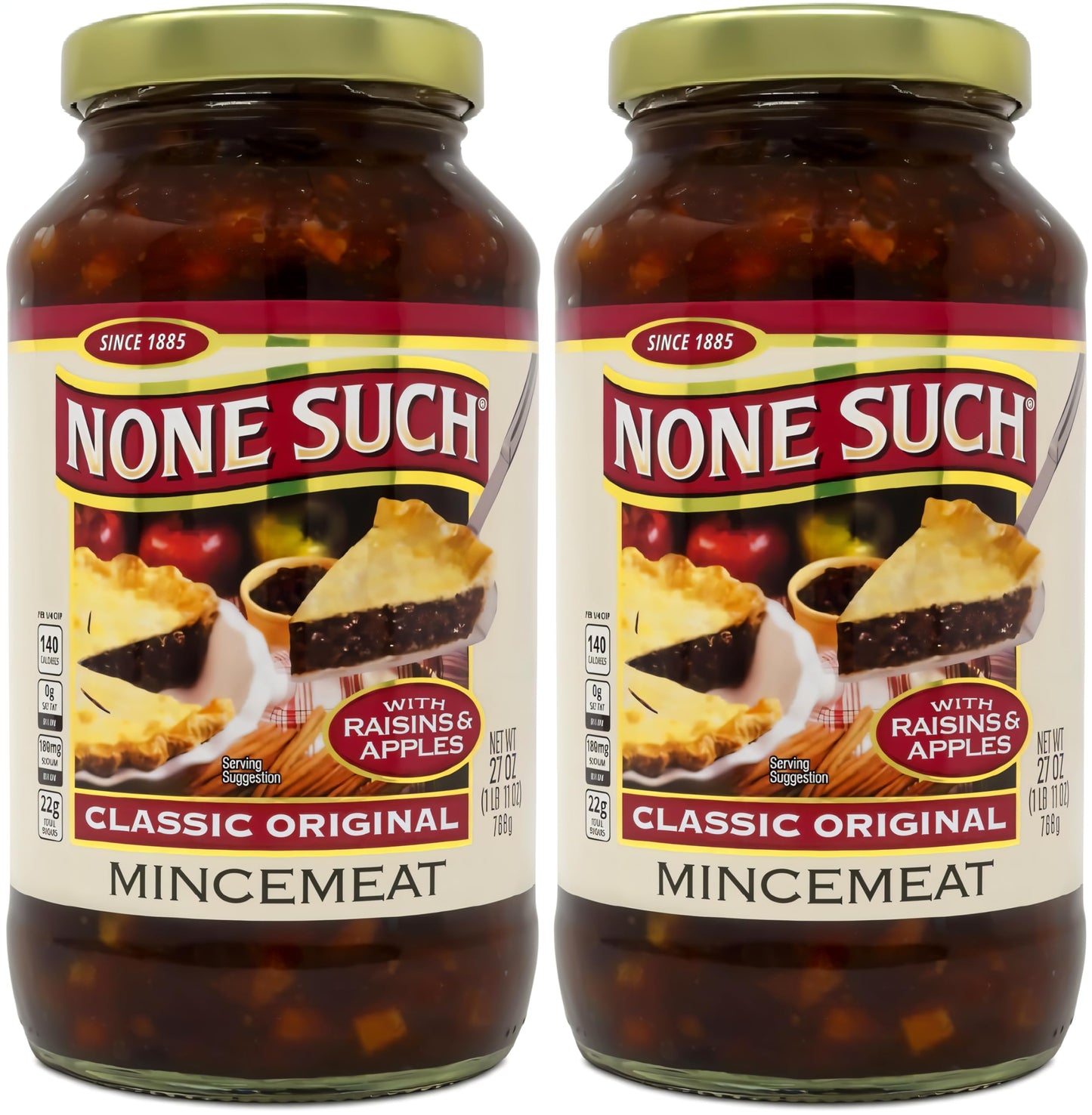 None Such Mincemeat Classic Original, with Apples and Raisins, Gourmet, All Natural, No High Fructose Corn Syrup, 27 Ounce (Pack