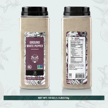 Soeos Fine Ground White Pepper 18oz (510), Non-GMO, Kosher Verified, Freshly Packed to Keep Peppers Fresh, Fine Grain, White Pep