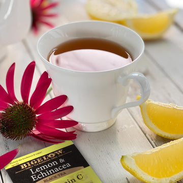 Bigelow Tea Lemon & Echinacea Plus Vitamin C Black Tea, Caffeinated Tea with Lemon and Echinacea, 18 Count Box (Pack of 6), 108