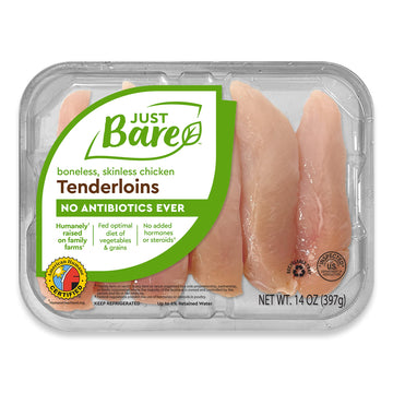 Just Bare Natural Fresh Chicken Tenders | No Antibiotics Ever | Boneless | Skinless | 0.88 LB