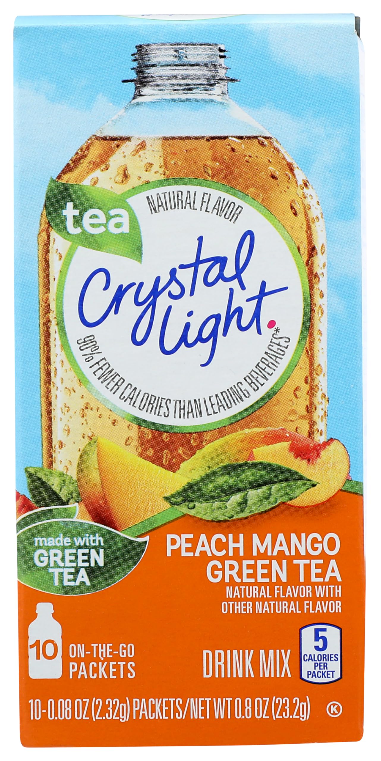 Crystal Light Sugar-Free Peach Mango Drink Mix, 10 On-the-Go Packets, 0.7 Ounce