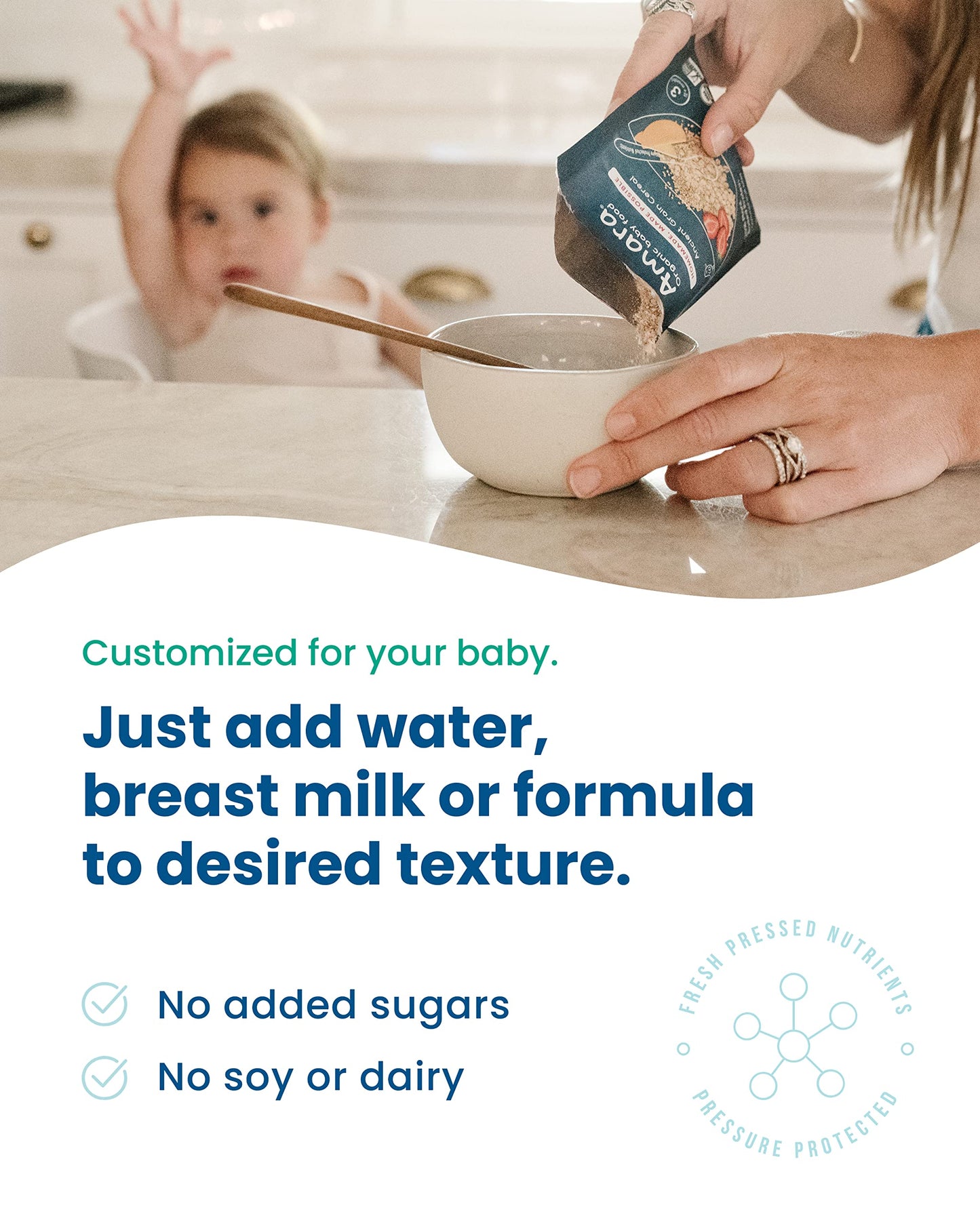 Amara Organic Baby Food | Oats And Berries | Baby Cereal To Mix With Breastmilk, Water, Or Baby Formula | Baby Food Pouches, Mad