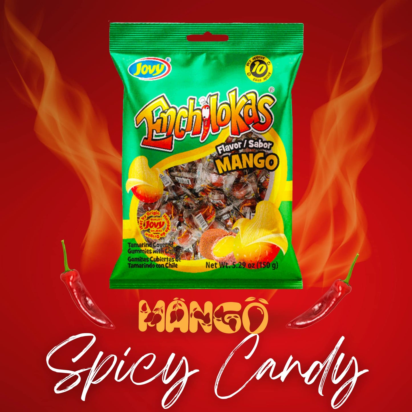 Sweetzo - Spicy Gummy Candy, Individually Wrapped Watermelon And Mango Tamarind Covered Gummies With Chili Powder, Shareable Mex
