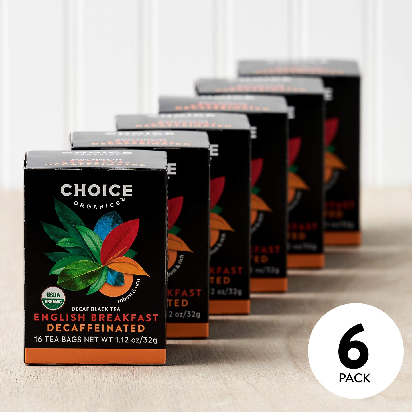 Choice Organics Organic Decaffeinated English Breakfast Tea - Fair Trade, Compostable - 96 Tea Bags (6 Pack) - Model 91954
