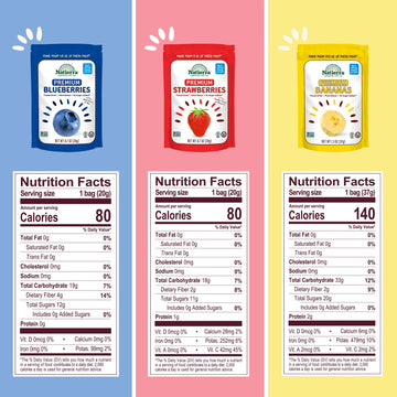 Natierra Premium Freeze-Dried Blueberries, Strawberries & Bananas | Non-Gmo & Vegan, Gluten Free, No Additives, No Sugar Added | Variety Pack (Pack Of 3)