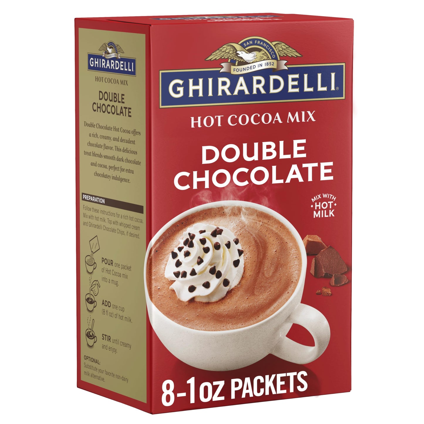 Ghirardelli Double Chocolate Hot Cocoa Mix 8 Single-Serve Packets Rich And Decadent Hot Cocoa Made With Top-Grade Chocolate