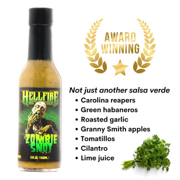 Hellfire Zombie Snot Hot Sauce, Award-Winning Chilehead Salsa Verde Sauce, Made With Carolina Reaper Peppers, World'S Best Taco