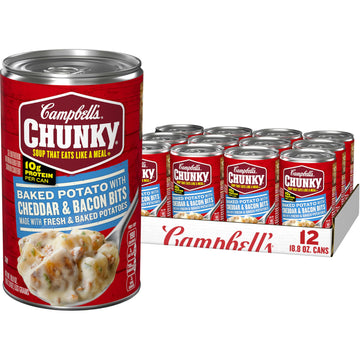 Campbell'S Chunky Soup, Baked Potato With Cheddar And Bacon Bits Soup, 18.8 Oz Can (Case Of 12)