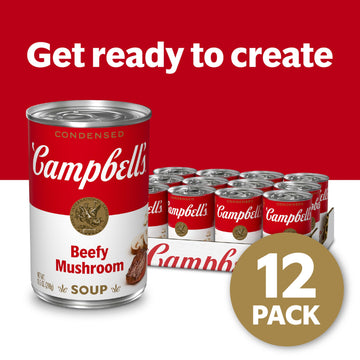 Campbell'S Condensed Beefy Mushroom Soup, 10.5 Oz Can (12 Pack)