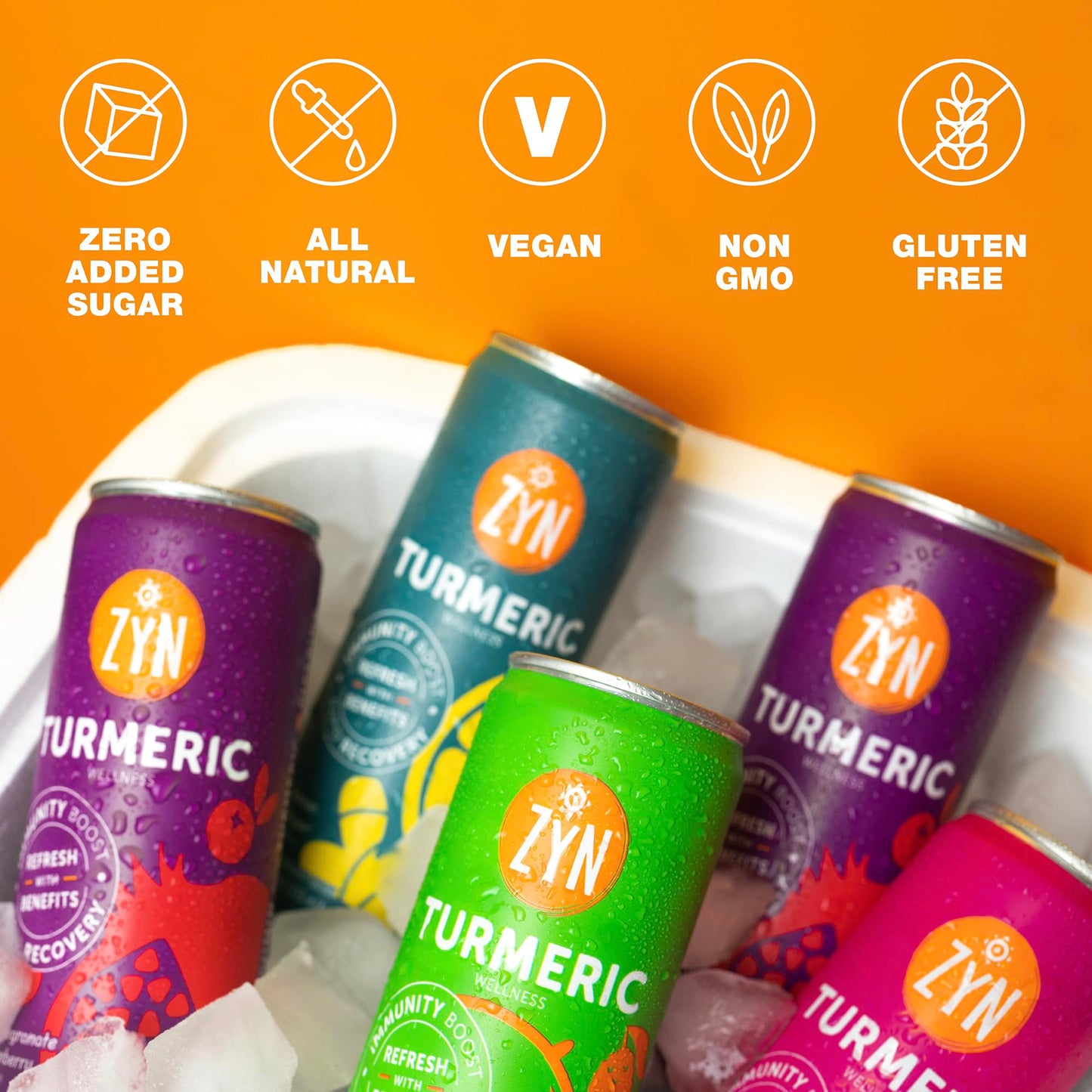 Zyn Turmeric Wellness Drink (6 Pack), Pomegranate Cranberry Flavored Turmeric Curcumin Drink With Black Pepper, No Added Sugar,