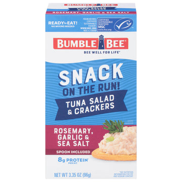 Bumble Bee Snack On The Run Rosemary, Garlic & Sea Salt Tuna Salad With Crackers Kit, High Protein Snack Food, Canned Tuna, Healthy Snacks For Adults, 3.35 Ounce (Pack Of 1)