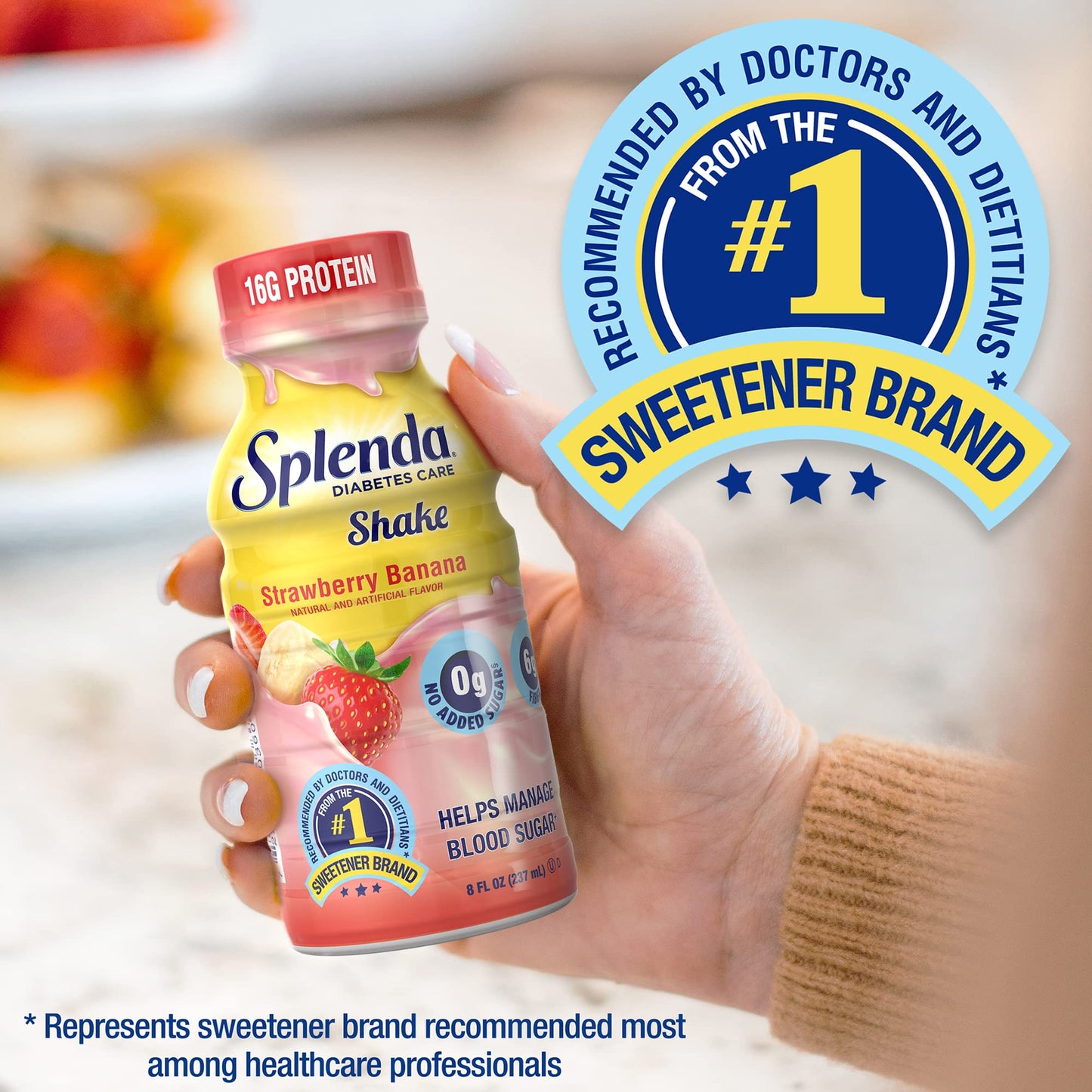 SPLENDA Diabetes Care Shakes - Meal Replacement Shake Strawberry Banana 8 Fl Oz (Pack of 24)