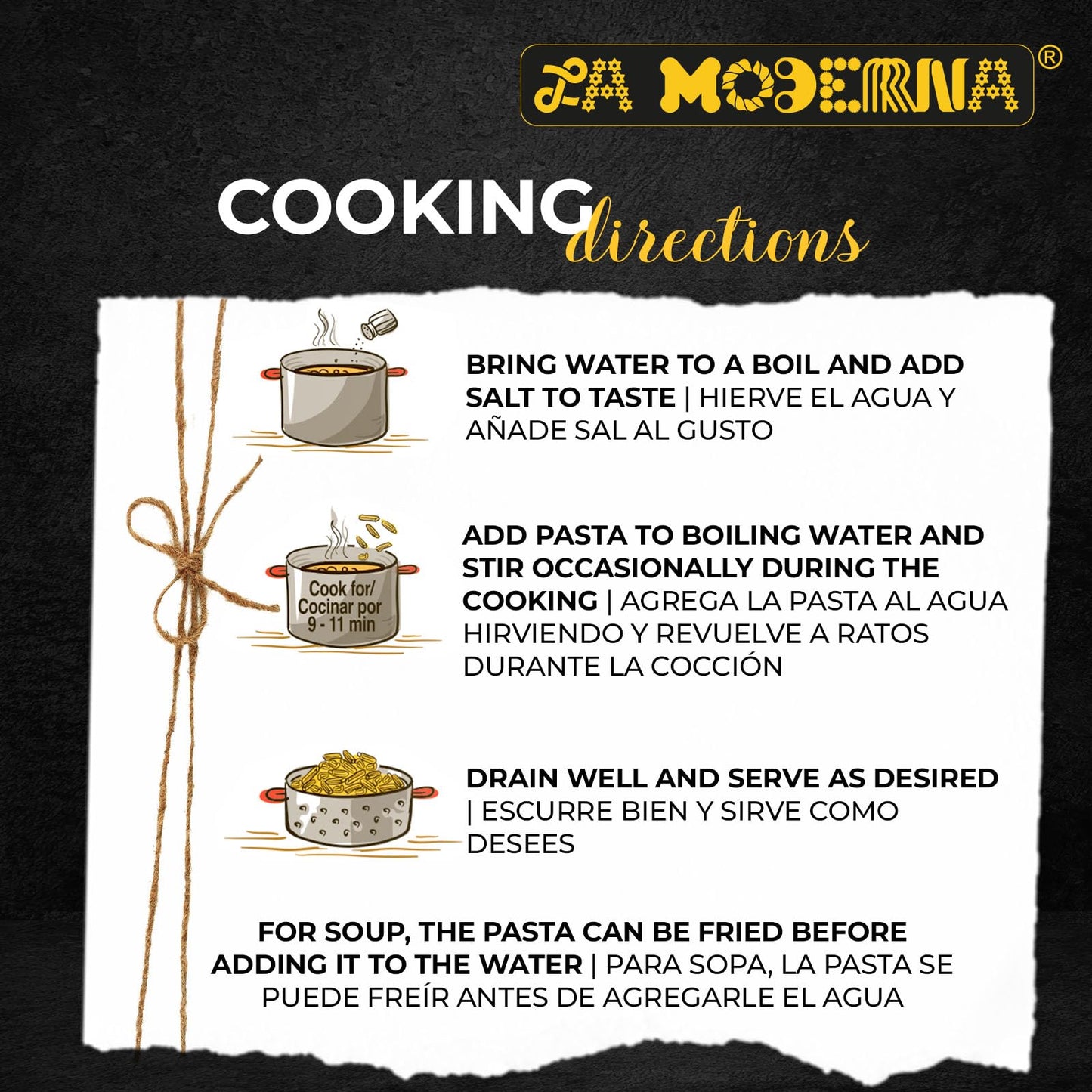 La Moderna, Corbata, Pasta, Hecha Con S Mola De Trigo Durum, Enriquecida Con Vitaminas Y Hierro, 7 Oz