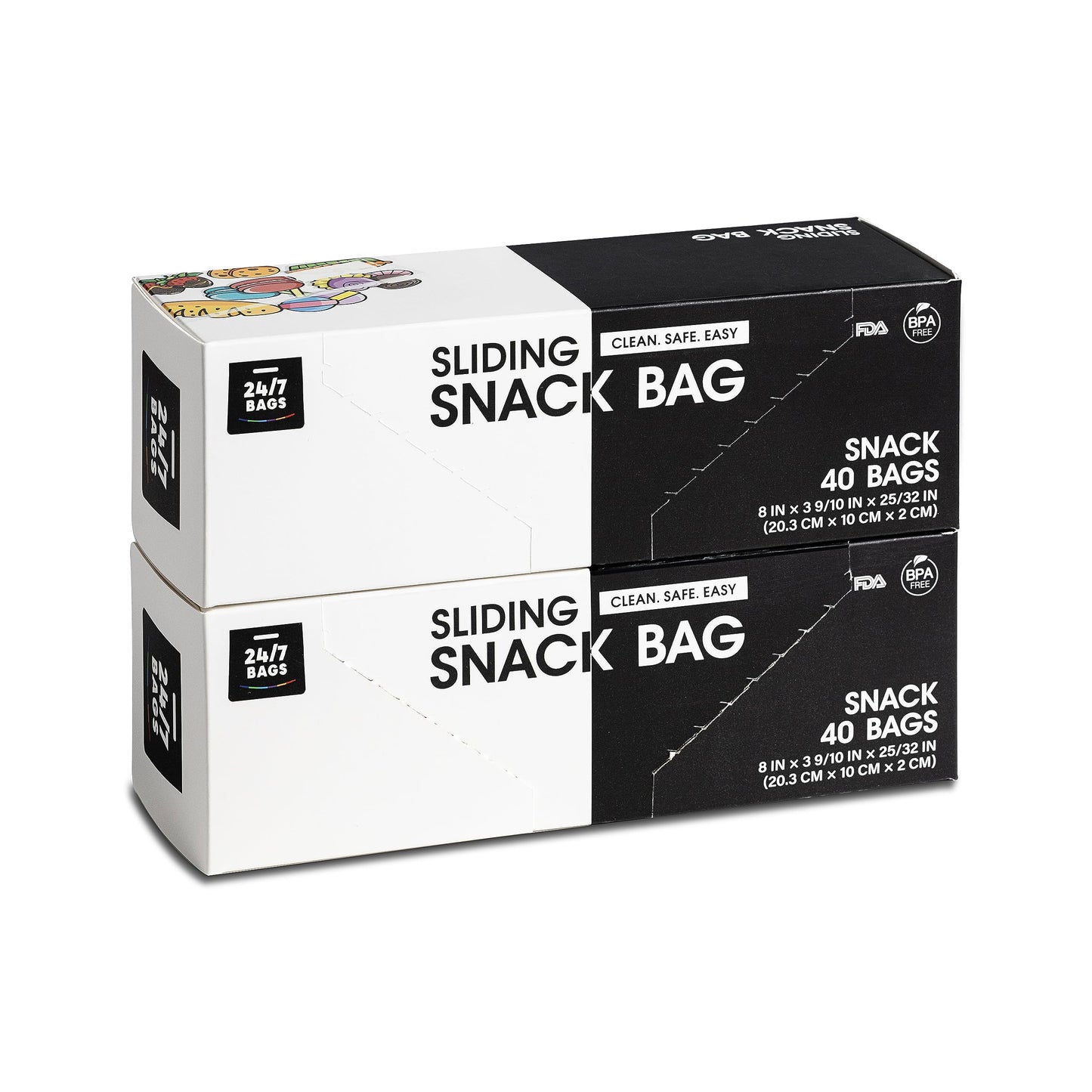 24/7 Bags Slider Storage Bags, Snack Size With Expandable Bottom, 80 Count (2 Packs Of 40), Bpa-Free