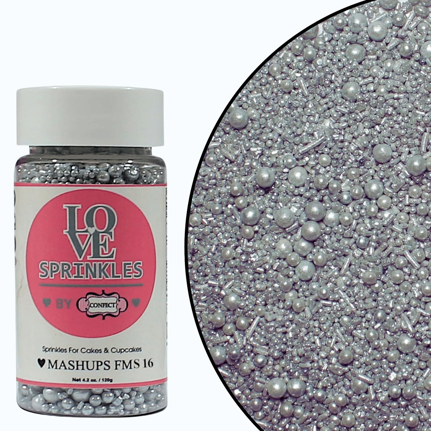 Confect Mix Shimmering Silver Pearls & Jimmies Christmas Sprinkles | Birthday Metallic Sprinkle | Edible Sprinkles For Cakes & Cupcakes Decoration | Vegan Gluten-Free Soy-Free Dairy-Free Palm Oil-Free- 4.2 Oz