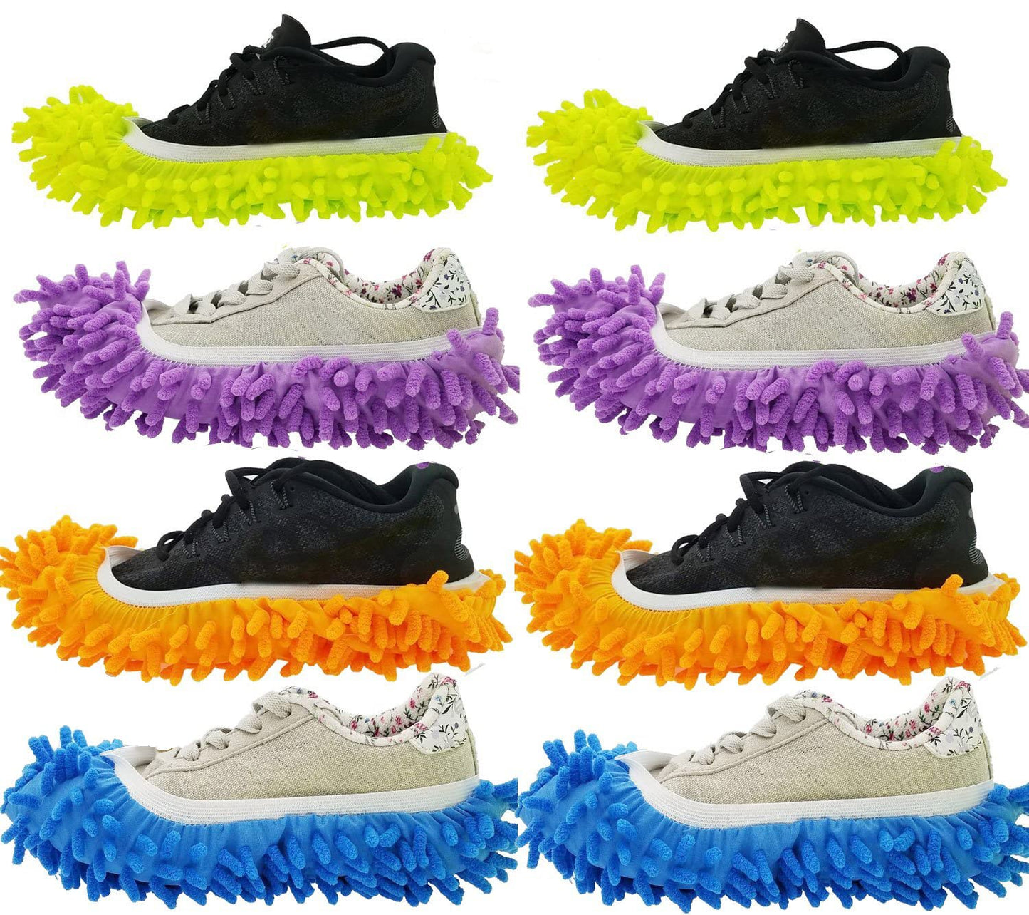 M-Jump 8 Pcs 4 Pairs Duster Mop Slippers Cover, Multi Function Chenille Fibre Washable Dust Mop Floor Cleaning Shoes For Bathroo