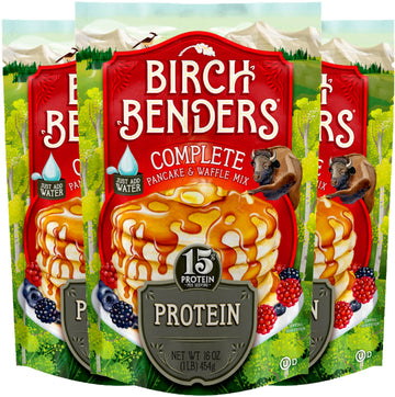 Performance Protein Pancake And Waffle Mix With Whey Protein By Birch Benders, 15 Grams Protein Per Serving, 1 Pound (Pack Of 3)