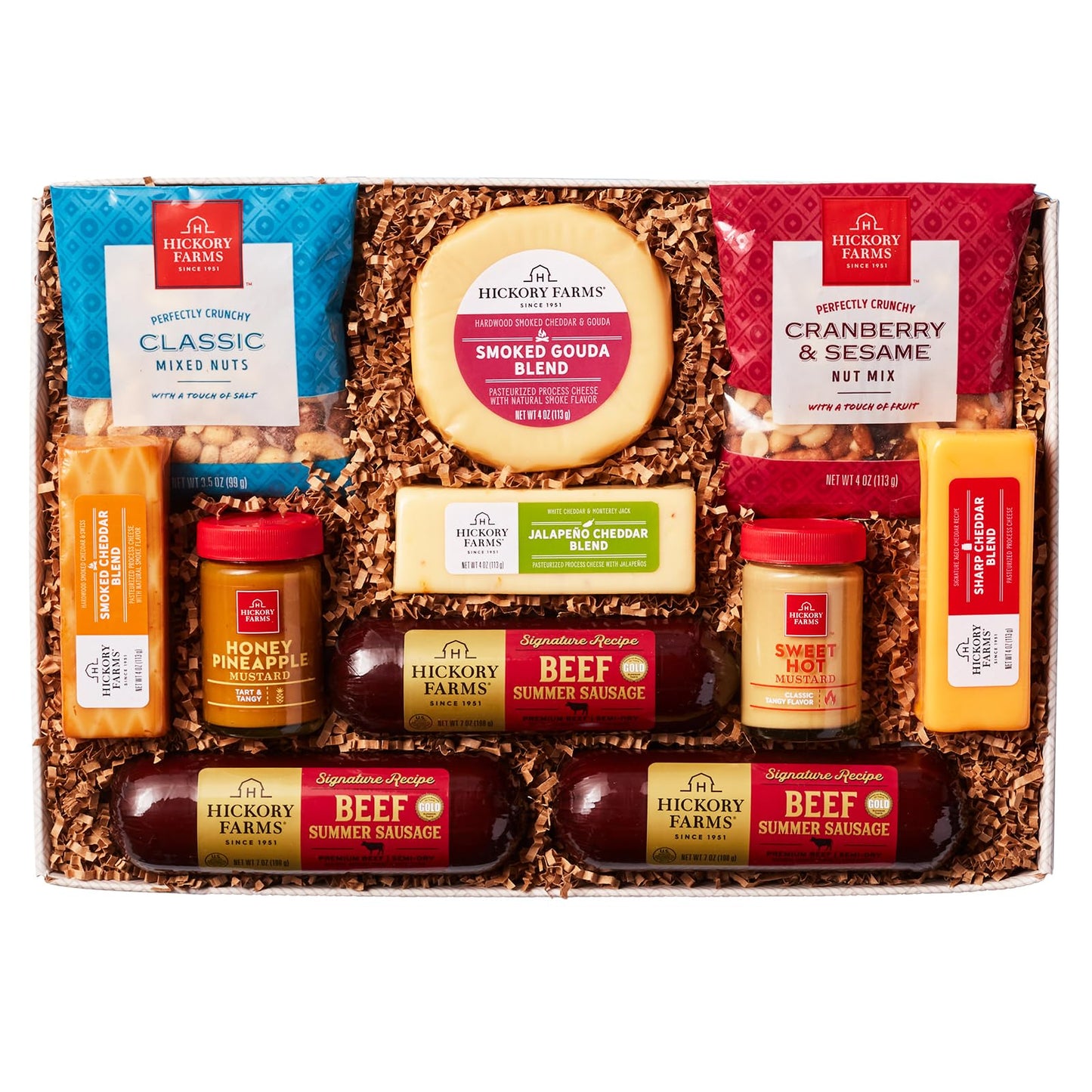 Hickory Farms Signature Beef Meat And Cheese Father'S Day Food Gift Basket (With Lid) - Box Set | Charcuterie Food Items | Summe