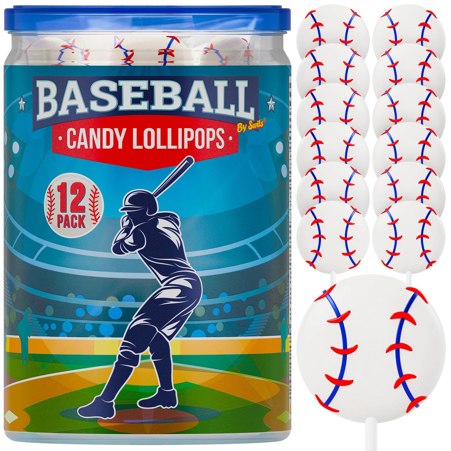 Baseball Lollipops 12Pk- Baseball Sucker Lollipops Baseball Candy As Baseball Party Favors & Baseball Goodie Bags - Baseball Sna