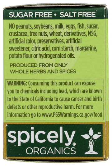 Spicely Organic Peppercorn Black Whole 0.45 Ounce Ecobox Certified Gluten Free