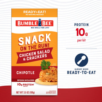 Bumble Bee Snack On The Run Chipotle Chicken Salad with Crackers Kit, 3.5 oz (Case of 12) - Ready to Eat, Spoon Included - Shelf