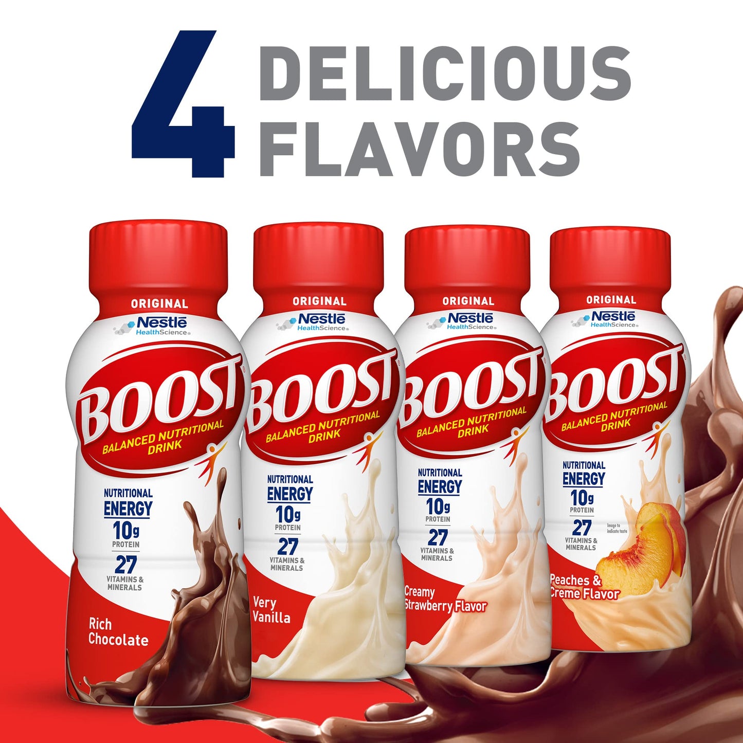 BOOST Original Ready to Drink Nutritional Drinks, Rich Chocolate, 8 Fl Oz Bottles, Pack of 24