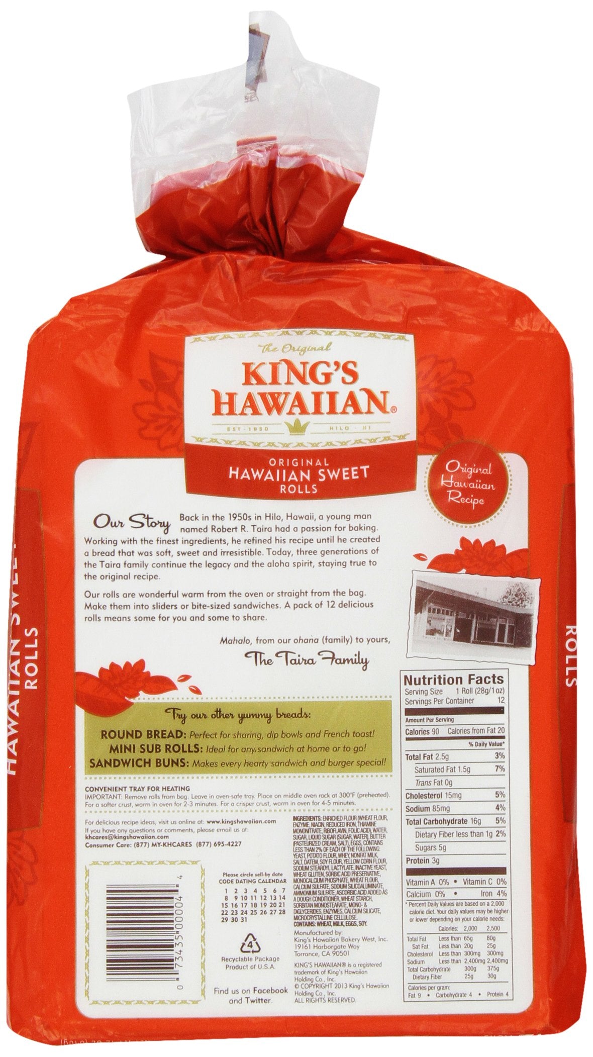 King's Hawaiian Original Hawaiian Sweet Rolls 12 CT (Pack of 12)