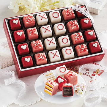 The Swiss Colony Valentine Petits Fours - 24 Gourmet Assorted Mini Layer Cakes, .43 Oz. Each - Chocolate, Strawberry, And Vanill