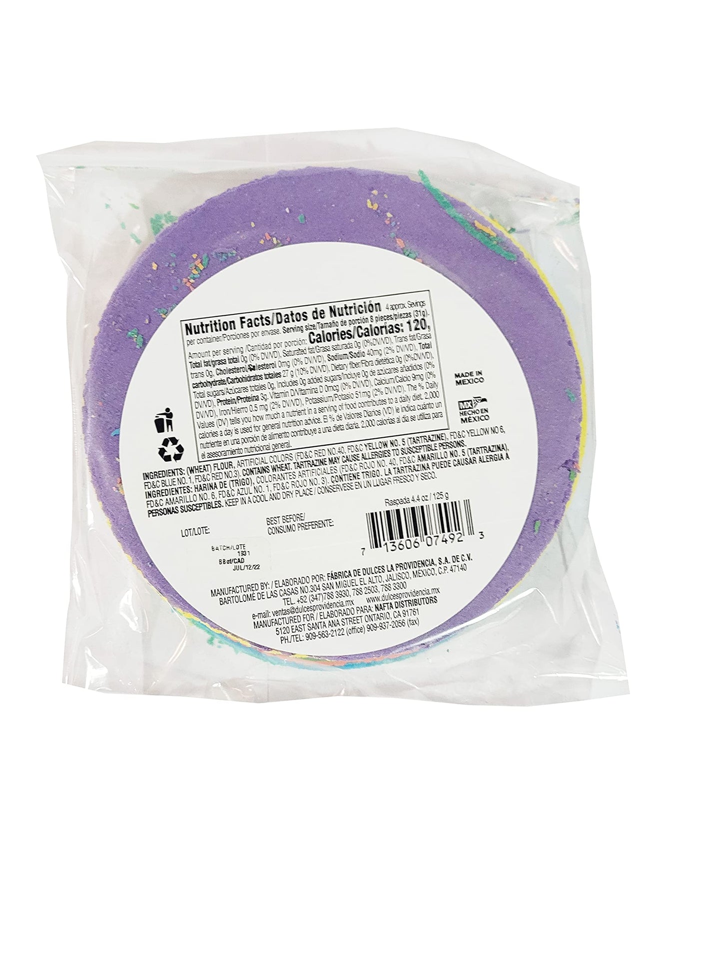 Obleas Arcoiris Raspada Wheat Flour Waffers 4.4Oz