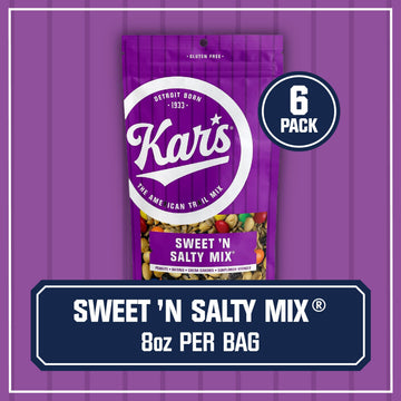Kars Nuts Sweet N Salty Trail Mix - 8 Oz Resealable Bag, Pack Of 6 - Snacks For Adults And Kids