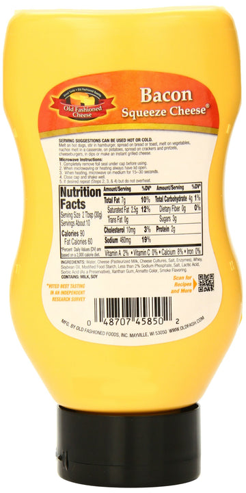 Old Fashioned Cheese Bacon Squeeze Cheese, 11.5 Ounce