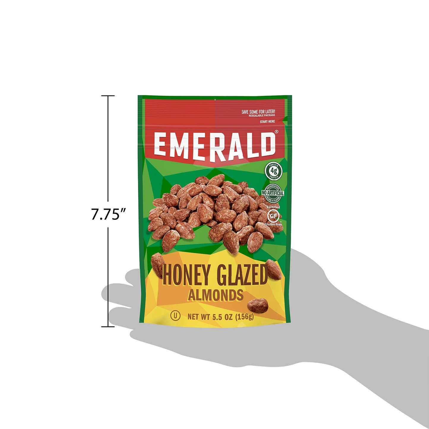 Emerald Nuts 5Oz - 6Oz Resealable Bag (Pack Of 4) (Honey Glazed Almonds 6Oz)