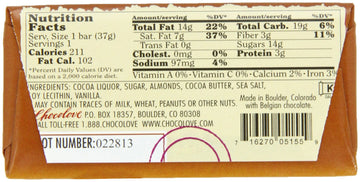 Chocolove Chocolate Bar, Almonds & Sea Salt In Dark Chocolate, 1.3 Ounce (Pack Of 12)